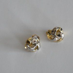 Vintage two-tone clip-on earrings